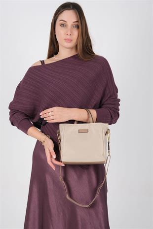 Silver & Polo SP1225 Kadın El Çantası Saten Bej-Kum