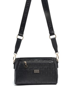 Silver & Polo SP1273 Kadın Çapraz Çanta Logolu Siyah-Siyah