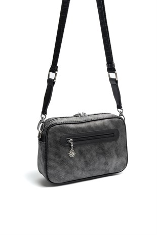 Silver & Polo SP1280 Kadın Çapraz Çanta Petek M.Gümüş-Siyah
