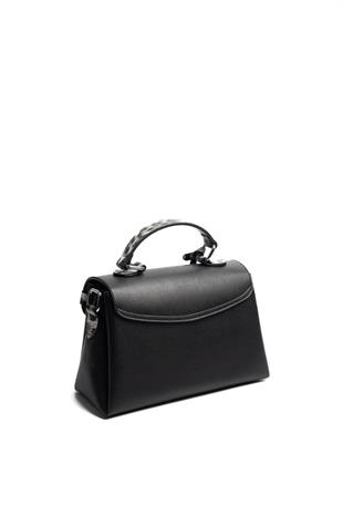 Silver & Polo SP1159 Kadın El Çantası Düz Siyah-Leopar Gri