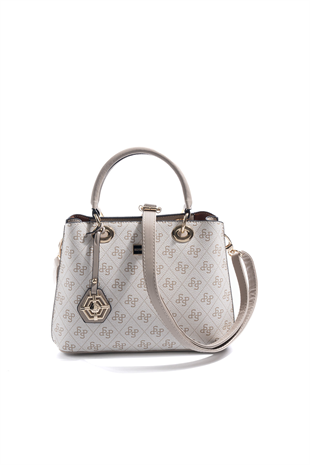Silver & Polo SP1272 Kadın El Çantası Monogram Bej-Kum