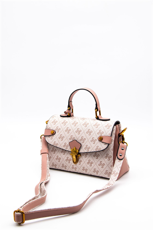 Silver & Polo SP1159 Kadın El Çantası Monogram Pembe-Somon