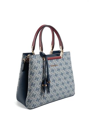 Silver & Polo SP969 Kadın El Çantası Monogram Gri-Laci-Bordo