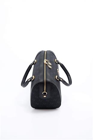 Silver & Polo SP1091 Kadın El Çantası Monogram Siyah-Siyah