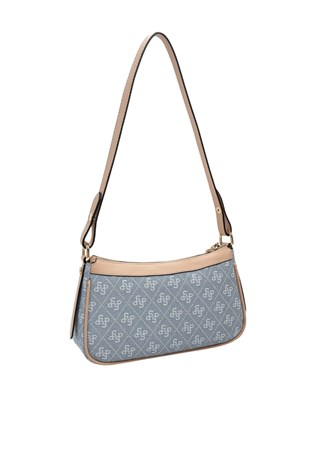 Silver Polo SP1274 Kadın Çapraz Çanta Monogram Mavi-Ten