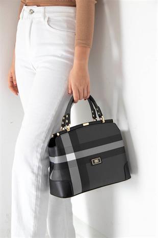 Silver & Polo SP706 Kadın El Çantası Ekose Siyah