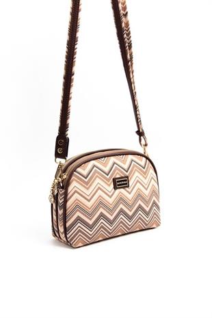 Silver & Polo SP765 Kadın Çapraz Çanta Ekose Nut-Kahve