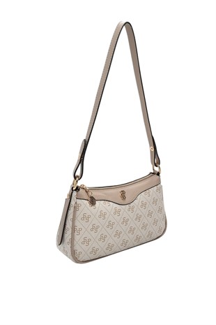 Silver Polo SP1274 Kadın Çapraz Çanta Monogram Bej-Kum