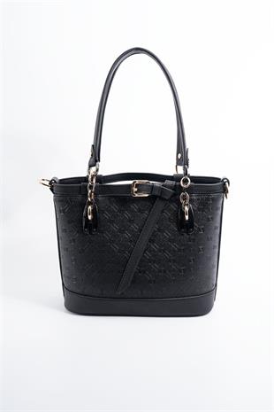 Silver & Polo SP1155 Kadın El Çantası Logolu Siyah-Siyah