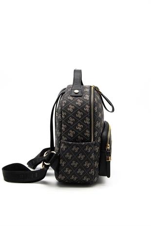 Silver & Polo SP1130 Kadın Sırt Çantası Monogram Füme-Siyah