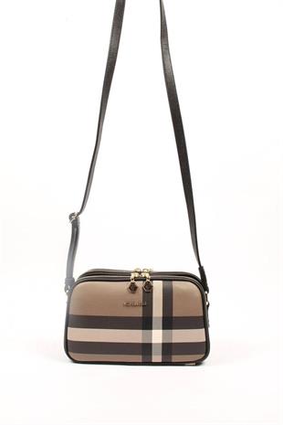 Silver & Polo SP899 Kadın Çapraz Çanta Ekose Kahve-Siyah