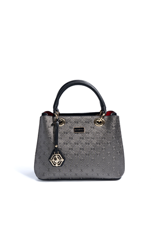 Silver & Polo SP1272 Kadın El Çantası Logolu Platin-Siyah