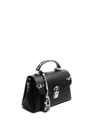Silver & Polo SP1159 Kadın El Çantası Düz Siyah-Leopar Gri