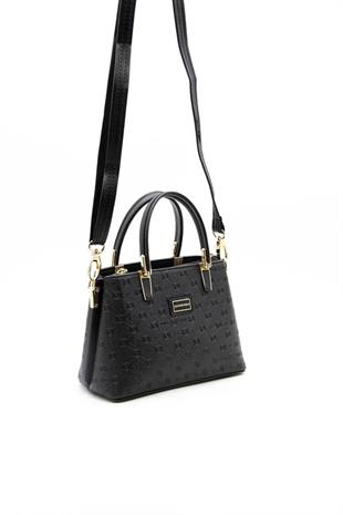 Silver & Polo SP987 Kadın El Çantası Logolu Siyah-Siyah