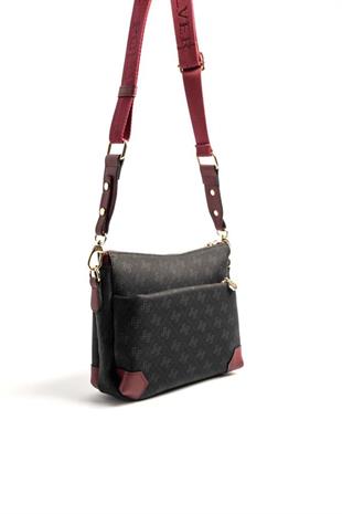 Silver Polo SP1110 Kadın Çapraz Çanta Monogram Siyah-Bordo