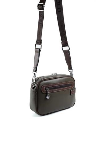 Silver & Polo SP1256 Kadın Çapraz Çanta Düz Zeytuni-Kahve