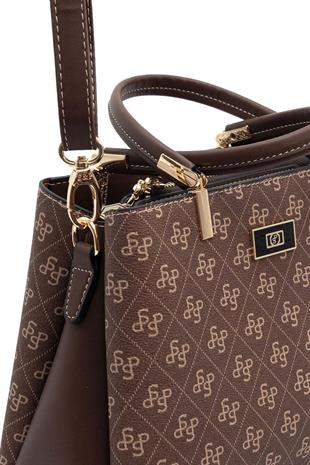 Silver & Polo SP1098 Kadın El Çantası Monogram Kahve