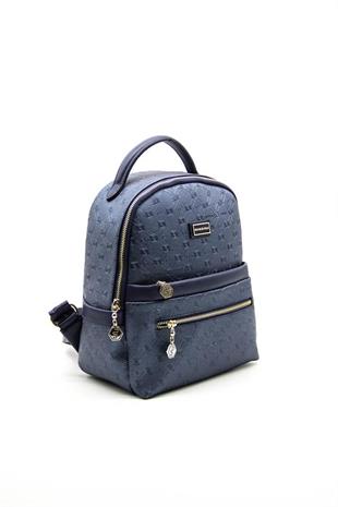 Silver & Polo SP1061 Kadın Sırt Çantası Logolu Lacivert
