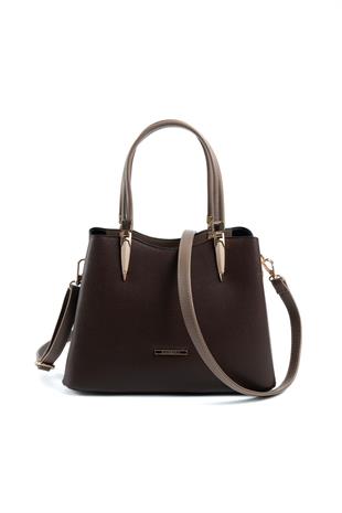 Silver & Polo SP1205 Kadın El Çantası Düz Kahve-Vizon