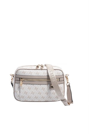 Silver & Polo SP1280 Kadın Çapraz Çanta Monogram Bej-Kum