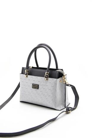 Silver & Polo SP826 Kadın El Çantası Logolu A.Gümüş-Antrasit