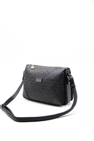 Silver & Polo SP784 Kadın Çapraz Çanta Logolu Siyah-Siyah