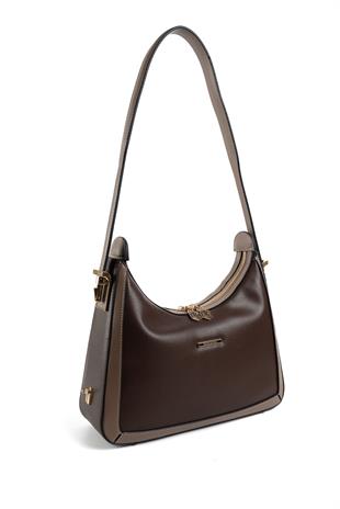 Silver & Polo Kahve - Vizon SP1187 Kadın Omuz Çantası