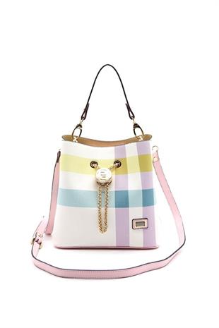 Silver & Polo SP967 Kadın Çapraz Çanta Ekose Lila-Pembe