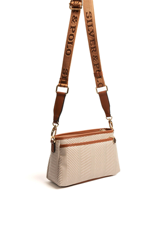 Silver & Polo SP1184 Kadın Çapraz Çanta Hasır Bej-Taba