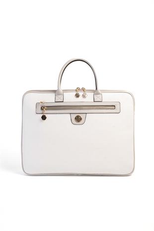 Silver & Polo Beyaz - A.gri SP1175 Kadın Laptop & Evrak Çantası