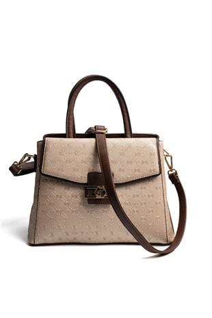 Silver & Polo SP1264 Kadın El Çantası Logolu Nut-Kahve