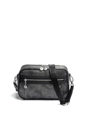 Silver & Polo SP1280 Kadın Çapraz Çanta Petek M.Gümüş-Siyah