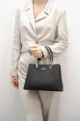 Silver & Polo SP1098 Kadın El Çantası Monogram Siyah