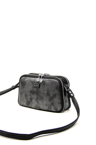 Silver & Polo SP899 Kadın Çapraz Çanta Petek M.Gümüş-Siyah