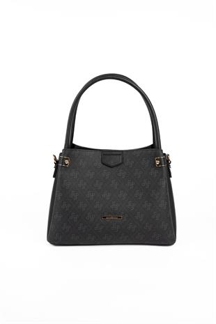 Silver & Polo SP1254 Kadın El Çantası Monogram Siyah-Siyah