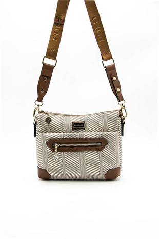 Silver & Polo SP1110 Kadın Çapraz Çanta Hasır Bej-Taba