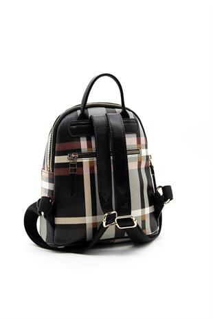 Silver & Polo SP901 Kadın Sırt Çantası Ekose Siyah