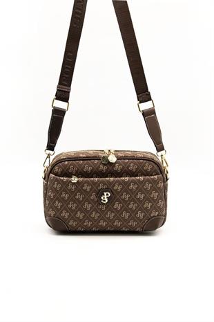 Silver & Polo SP1094 Kadın Çapraz Çanta Monogram Kahve