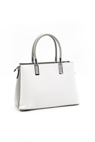 Silver & Polo SP1000 Kadın El Çantası Düz Beyaz-A.Gri