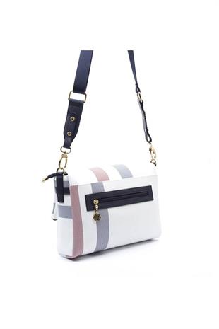 Silver & Polo SP963 Kadın Çapraz Çanta Ekose Beyaz-Lacivert