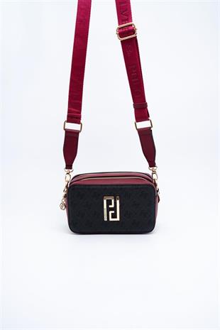 Silver Polo SP1078 Kadın Çapraz Çanta Monogram Antrasit-Bordo