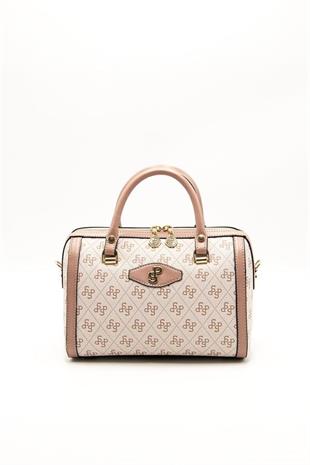 Silver & Polo SP1091 Kadın El Çantası Monogram Pembe-Somon