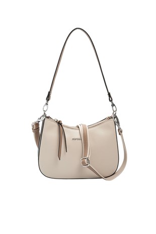 Silver Polo Bej - Latte Düz Kadın Omuz Çantası SP1259