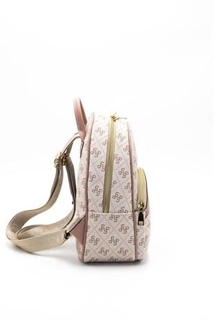 Silver & Polo SP945 Kadın Sırt Çantası Monogram Pembe-Somon