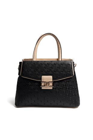 Silver & Polo SP1264 Kadın El Çantası Logolu Siyah-S.Nut