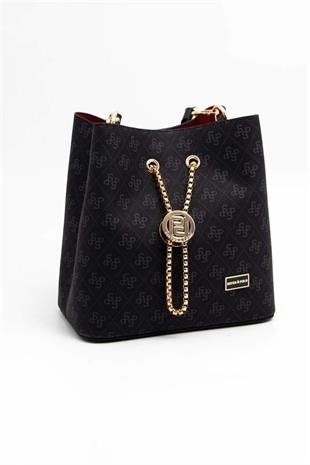 Silver & Polo SP967 Kadın Çapraz Çanta Monogram Siyah