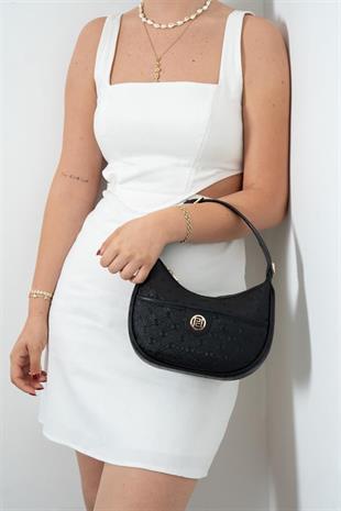 Silver & Polo SP1194 Kadın Omuz Çantası Logolu Siyah-Siyah