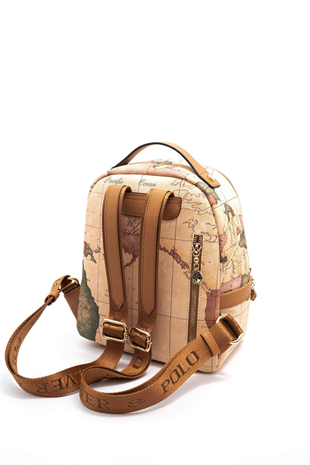 Silver & Polo SP1061 Kadın Sırt Çantası Harita Pudra-A.Taba