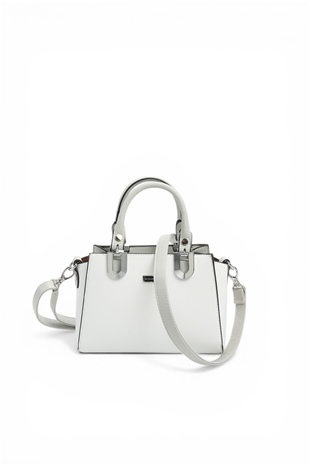 Silver & Polo SP1281 Kadın El Çantası Düz Beyaz-A.Gri