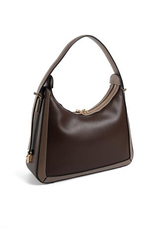 Silver & Polo Kahve - Vizon SP1187 Kadın Omuz Çantası